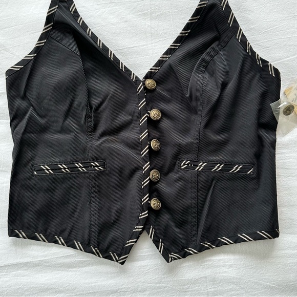 Vintage NWT Guess Vest Y2k Black Vest Halter Button Down L - Picture 3 of 13